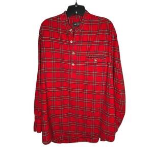 Lee Valley Ireland Red Plaid Pullover Long Sleeve Cotton Flannel Sleep Top Large